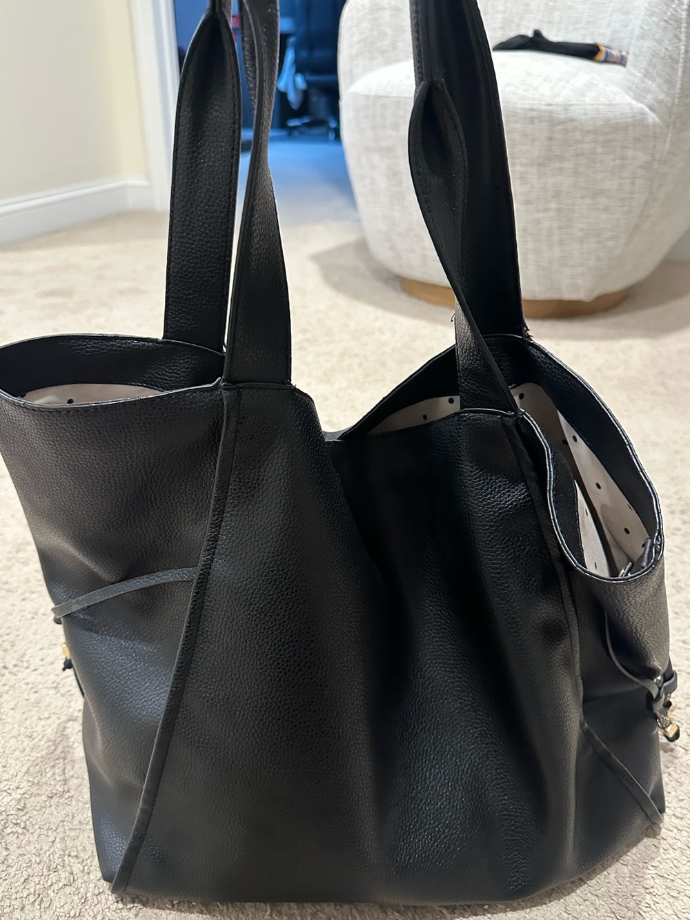 ON 34TH Black Pebbled Leather Tote Bag | Large Everyday Shoulder Bag